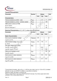 SPD50N03S2L-06 Datasheet Page 2