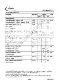 SPD50N06S2L-13 Datasheet Page 2
