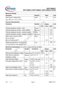 SPI11N60C3HKSA1 Datasheet Page 2