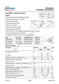 SPI20N60C3HKSA1 Datasheet Cover