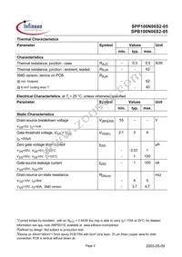 SPP100N06S2-05 Datasheet Page 2