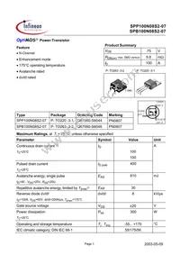 SPP100N08S2-07 Datasheet Cover