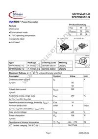 SPP77N06S2-12 Datasheet Cover