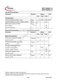 SPP77N06S2-12 Datasheet Page 2
