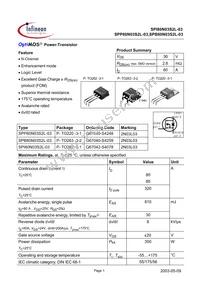 SPP80N03S2L-03 Datasheet Cover