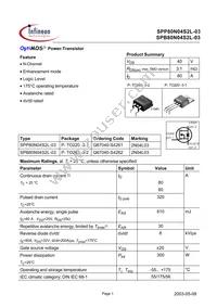 SPP80N04S2L-03 Datasheet Cover