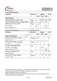SPP80N06S2-09 Datasheet Page 2