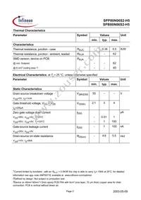 SPP80N06S2-H5 Datasheet Page 2