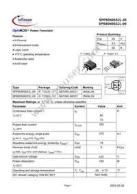 SPP80N06S2L-09 Datasheet Cover