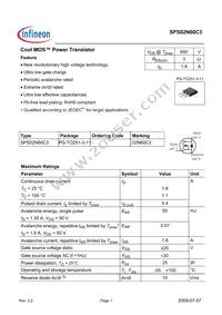 SPS02N60C3 Datasheet Cover