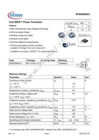 SPS02N60C3BKMA1 Datasheet Cover