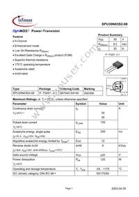 SPU30N03S2-08 Datasheet Cover