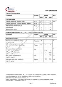 SPU30N03S2-08 Datasheet Page 2