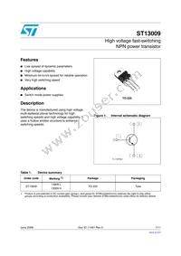 ST13009 Datasheet Cover