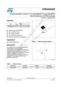 STB20NK50ZT4 Datasheet Cover