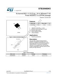 STB30N80K5 Datasheet Cover