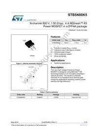 STB5N80K5 Datasheet Cover