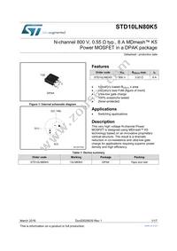 STD10LN80K5 Datasheet Cover