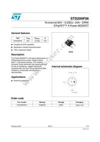 STD20NF06T4 Datasheet Cover