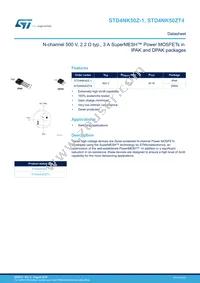 STD4NK50Z-1 Datasheet Cover
