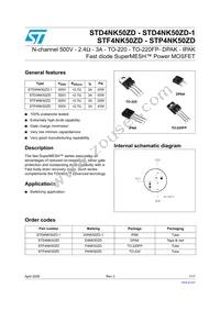 STD4NK50ZD-1 Datasheet Cover
