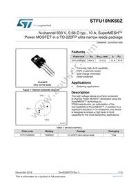 STFU10NK60Z Datasheet Cover