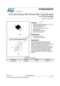 STGB30H65FB Datasheet Cover