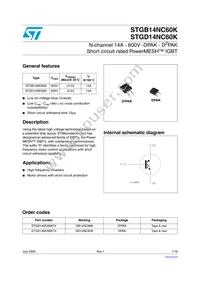 STGD14NC60KT4 Datasheet Cover