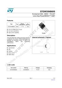 STGW35NB60S Datasheet Cover