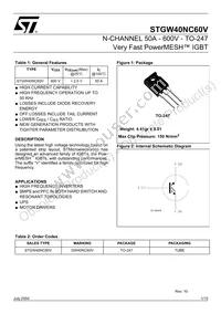 STGW40NC60V Datasheet Cover