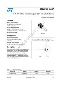 STGW50H60DF Datasheet Cover