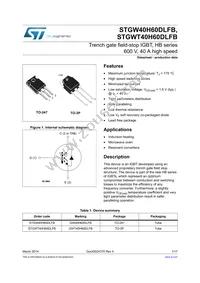 STGWT40H60DLFB Datasheet Cover