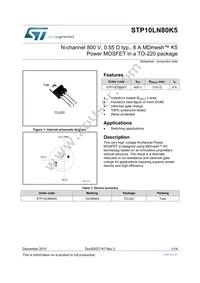 STP10LN80K5 Datasheet Cover