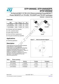 STP10NK80ZFP Datasheet Cover