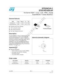 STQ1NC45R-AP Datasheet Cover