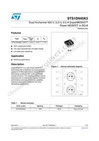 STS1DN45K3 Datasheet Cover