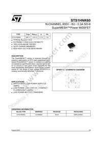 STS1HNK60 Datasheet Cover