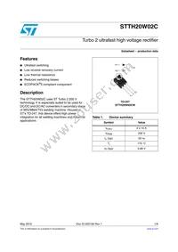 STTH20W02CW Datasheet Cover