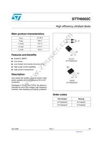STTH6002CPI Datasheet Cover