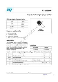 STTH8006W Datasheet Cover