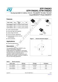 STW17N62K3 Datasheet Cover