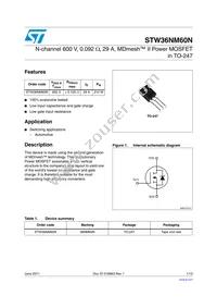 STW36NM60N Datasheet Cover