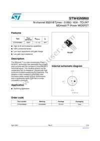 STW45NM60 Datasheet Cover