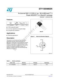 STY100NM60N Datasheet Cover