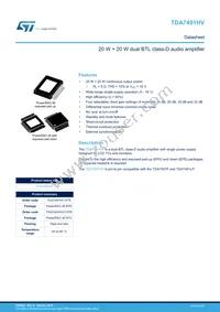 TDA7491HV Datasheet Cover