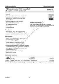 TDA9852H/V2 Datasheet Page 2
