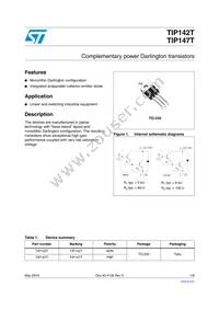 TIP142T Datasheet Cover