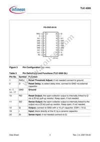 TLE4269GLNTMA1 Datasheet Page 4