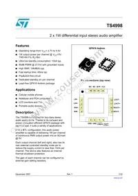 TS4998IQT Datasheet Cover