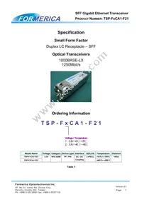 TSP-F1CA1-F21 Datasheet Cover
